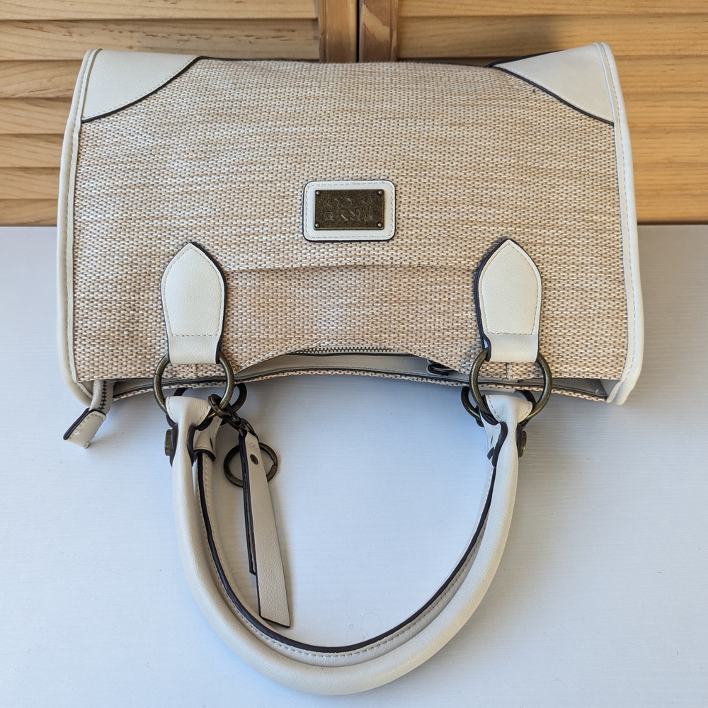 FRYE AND CO. Cream and Natural Woven Satchel - Picture 10 of 15